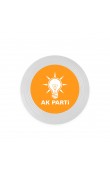 AK Parti logolu beyaz 217 mm çap plastik seçim miting promosyon frizbi